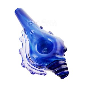 Heady | Color Pull Conch Shell Spoon Hand Pipe w/ Spikes | 6.5in Long - Thick Glass - Assorted